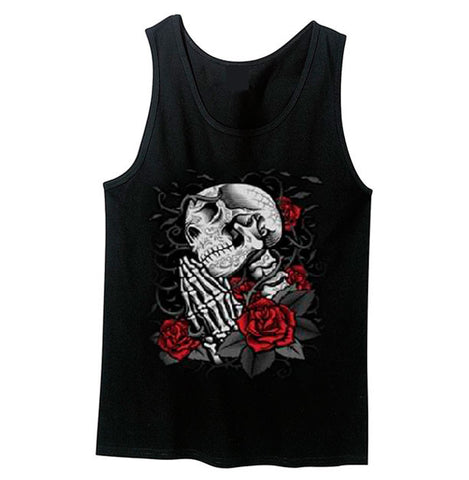 Day of the Dead Praying Skull Screen Printed Tank Top - Metalhead Art & Design, LLC 