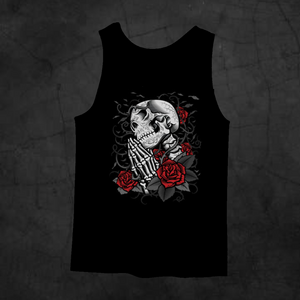 PRAYING SKELETON TANK TOP - Metalhead Art & Design, LLC 