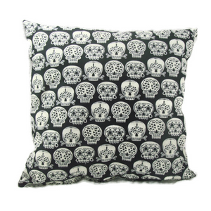 Glow In The Dark Sugar Skull Throw Pillow - Metalhead Art & Design, LLC 
