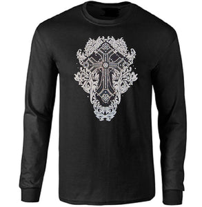 Gothic Silver Metalchip Long Sleeve Shirt - Metalhead Art & Design, LLC 