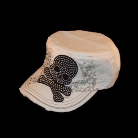 Skull and Crossbones Distressed Hat - Metalhead Art & Design, LLC 