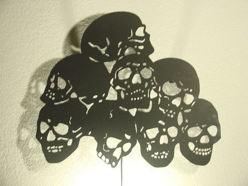 LED Pile of Skull CNC Plasma Metal Wall Sculpture - Metalhead Art & Design, LLC 
