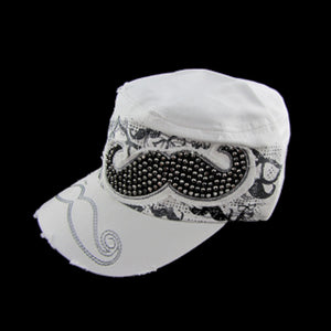 Distressed Mustache Women’s Hat with Slide Back - Metalhead Art & Design, LLC 